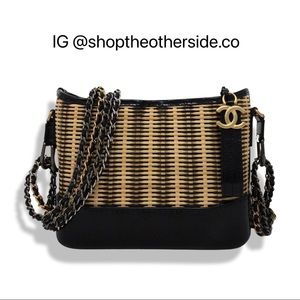 Chanel Rattan Small Gabrielle Hobo Black Beige